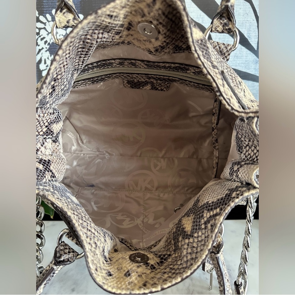 MICHAEL Michael Kors - Python Snake Embossed Medium Hamilton Tote - Picture 9 of 11